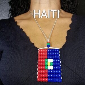 Haiti Flag Car  Mirror Danglers/Necklace
